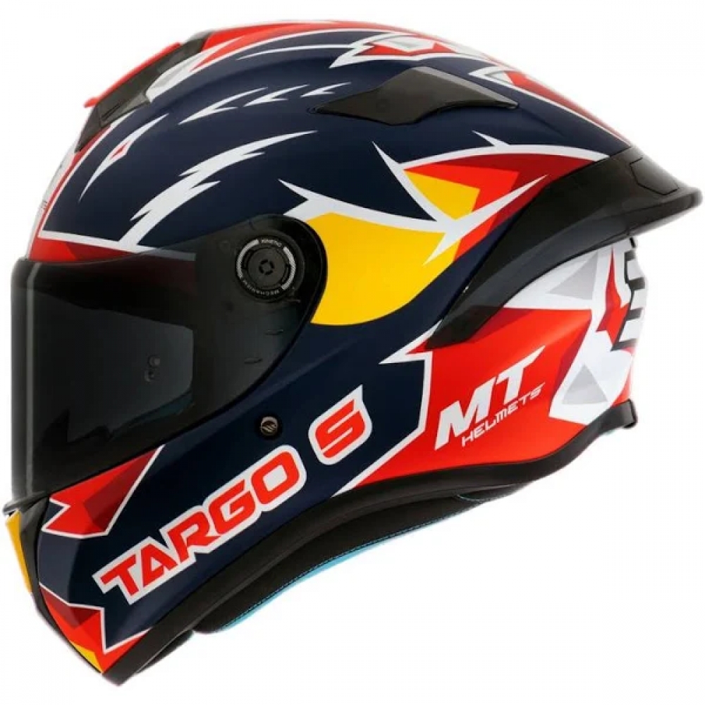 Capacete Mt Fechado Targo S Pedro Acosta 2023 A37 - Azul /  Laranja  Fosco