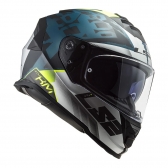 Capacete Ls2 Fechado Com Óculos Solar Interno Ff800 Storm Sprinter - Matt Black / Silver / Cobalt