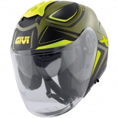 Capacete Givi Aberto Com Óculos Solar Interno X22 Planet Hyper - Preto/Verde Militar/Amarelo