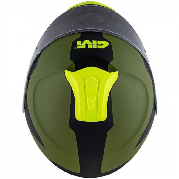 Capacete Givi Articulado Com Óculos Solar Interno X21 Spirit  - Verde Fosco(Militar)/ Preto/ Amarelo