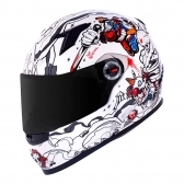 Capacete Ls2 Fechado  Classic Crazy Clown - Branco
