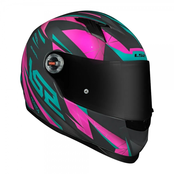 Capacete Ls2 Fechado  Classic Draze -  Cinza / Verde / Rosa