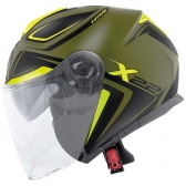 Capacete Givi Aberto Com Óculos Solar Interno X22 Planet Hyper - Preto/Verde Militar/Amarelo