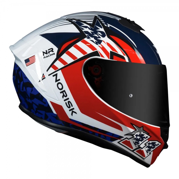 Capacete Norisk Fechado Lap Usa  - Branco / Azul