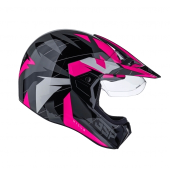 Capacete Esportivo Bieffe 3 Sport Hills Cross Trilha C/ Viseira  - Preto Brilho / Cinza / Rosa