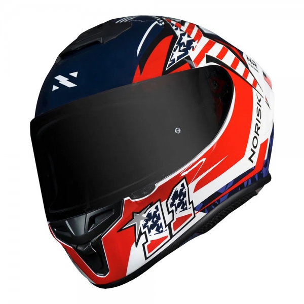 Capacete Norisk Fechado Lap Usa  - Branco / Azul