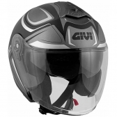 Capacete Givi Aberto Com Óculos Solar Interno X22 Planet Hyper - Preto Fosco/Cinza/Prata