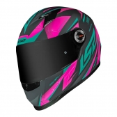Capacete Ls2 Fechado  Classic Draze -  Cinza / Verde / Rosa