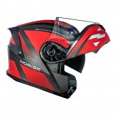 Capacete Norisk Articulado Com Óculos Solar Interno Motion Defender -  Vermelho Fosco / Cinza Titanium