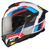 Capacete Mt Atom 2 Articulado Com Óculos Solar Interno Bast A0 Perolizado Branco / Azul / Vermelho