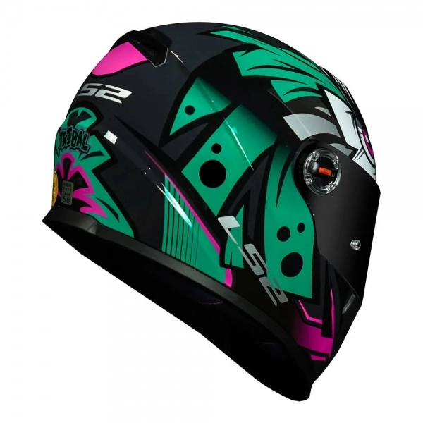 Capacete Ls2 Fechado  Classic Ff358 Tribal -  Verde