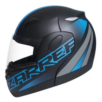 Capacete Taurus Articulado Zarref Neon - Preto Fosco/ Azul