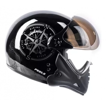 Capacete Peels Aberto F-21 North Queixeira Modular – Preto Brilhoso / Grafite