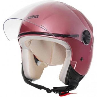 Capacete Taurus  Aberto Joy23 By II - Forração de couro na lateral Interna - Rosa
