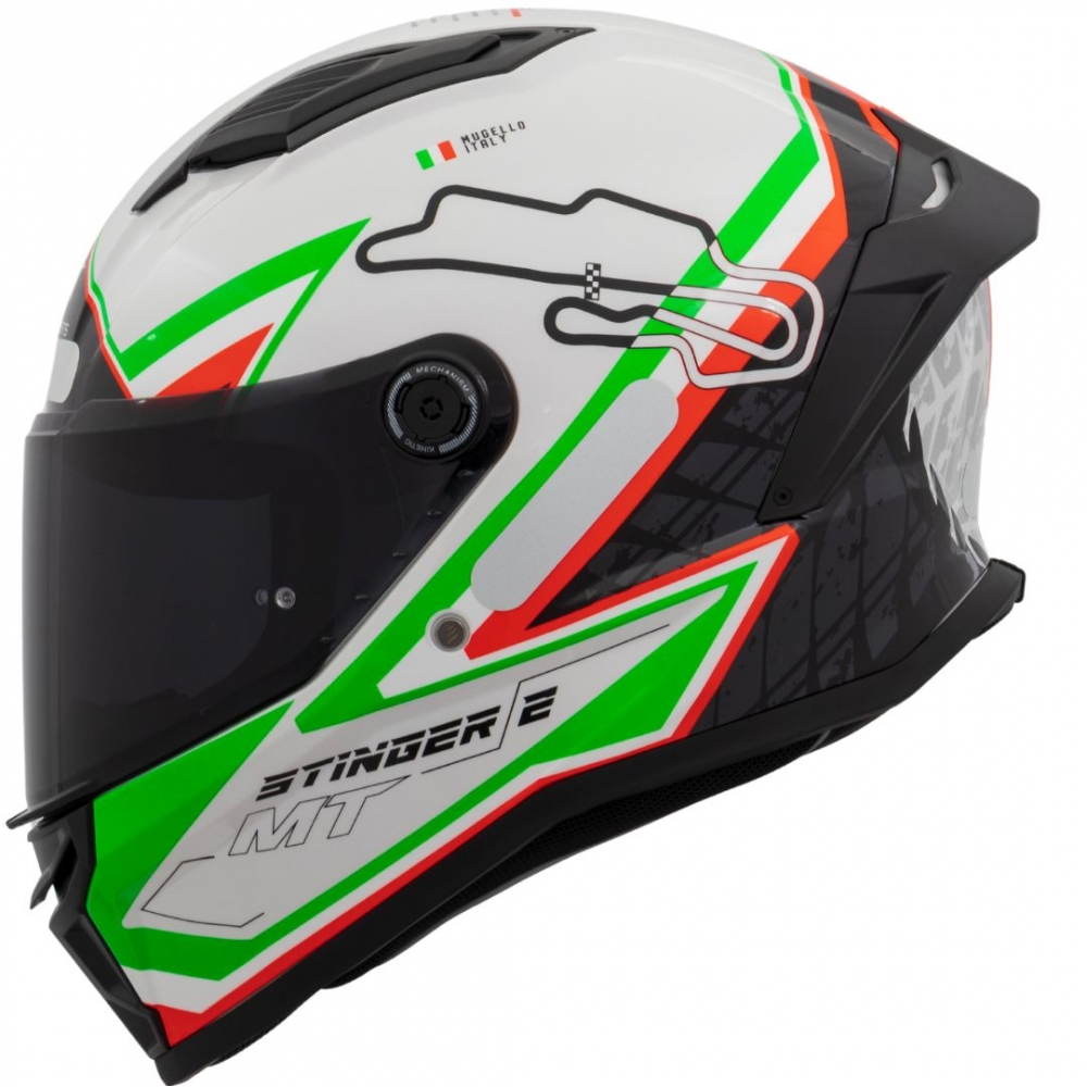 Capacete Mt Fechado Capacete Mt Stinger 2 Grand Prix A0 Italia - Branco/ Verde / Vermelho