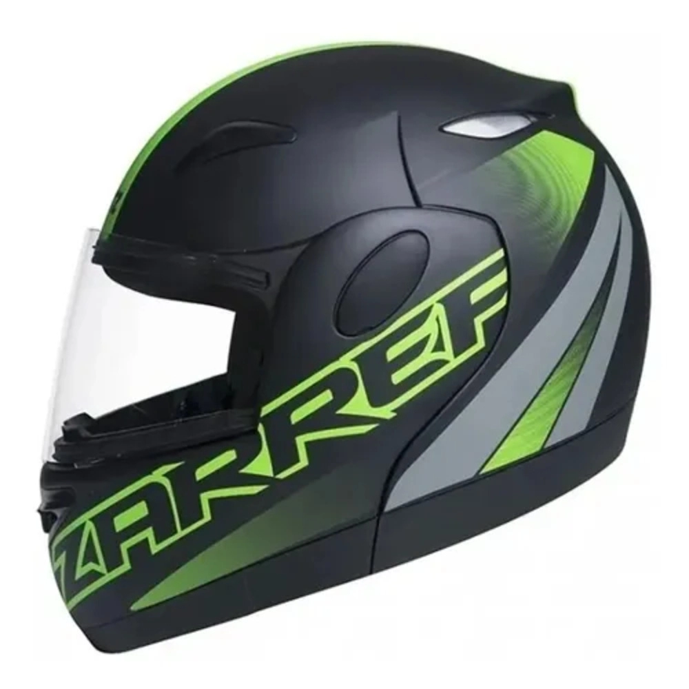 Capacete Taurus Articulado Zarref Neon - Preto Fosco/ Verde