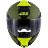 Capacete Givi Articulado Com Óculos Solar Interno X21 Spirit  - Verde Fosco(Militar)/ Preto/ Amarelo