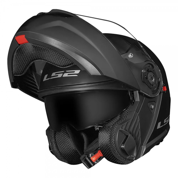 Capacete Ls2 Articulado Com Óculos Solar Interno Strobe Ii Monocolor -  Preto Fosco