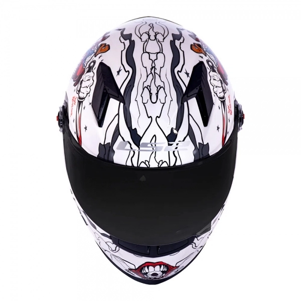 Capacete Ls2 Fechado  Classic Crazy Clown - Branco