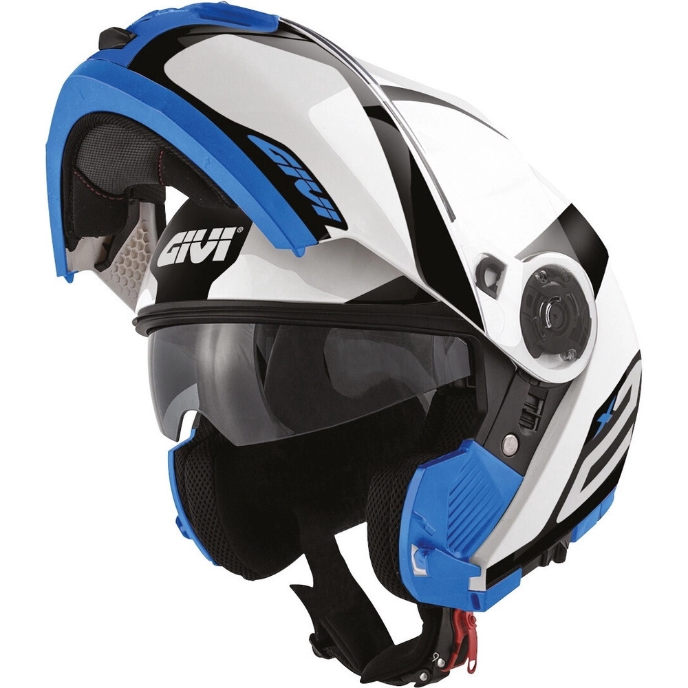 Capacete Givi Articulado Com Óculos Solar Interno X21 Spirit Brilhoso - Branco/ Preto/ Azul