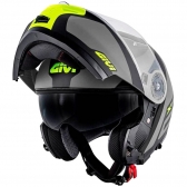 Capacete Givi Articulado Com Óculos Solar Interno X21 Spirit   - Cinza Fosco/ Preto/ Amarelo