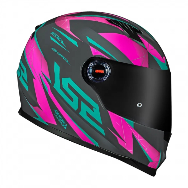 Capacete Ls2 Fechado  Classic Draze -  Cinza / Verde / Rosa