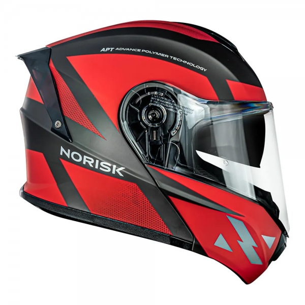 Capacete Norisk Articulado Com Óculos Solar Interno Motion Defender -  Vermelho Fosco / Cinza Titanium