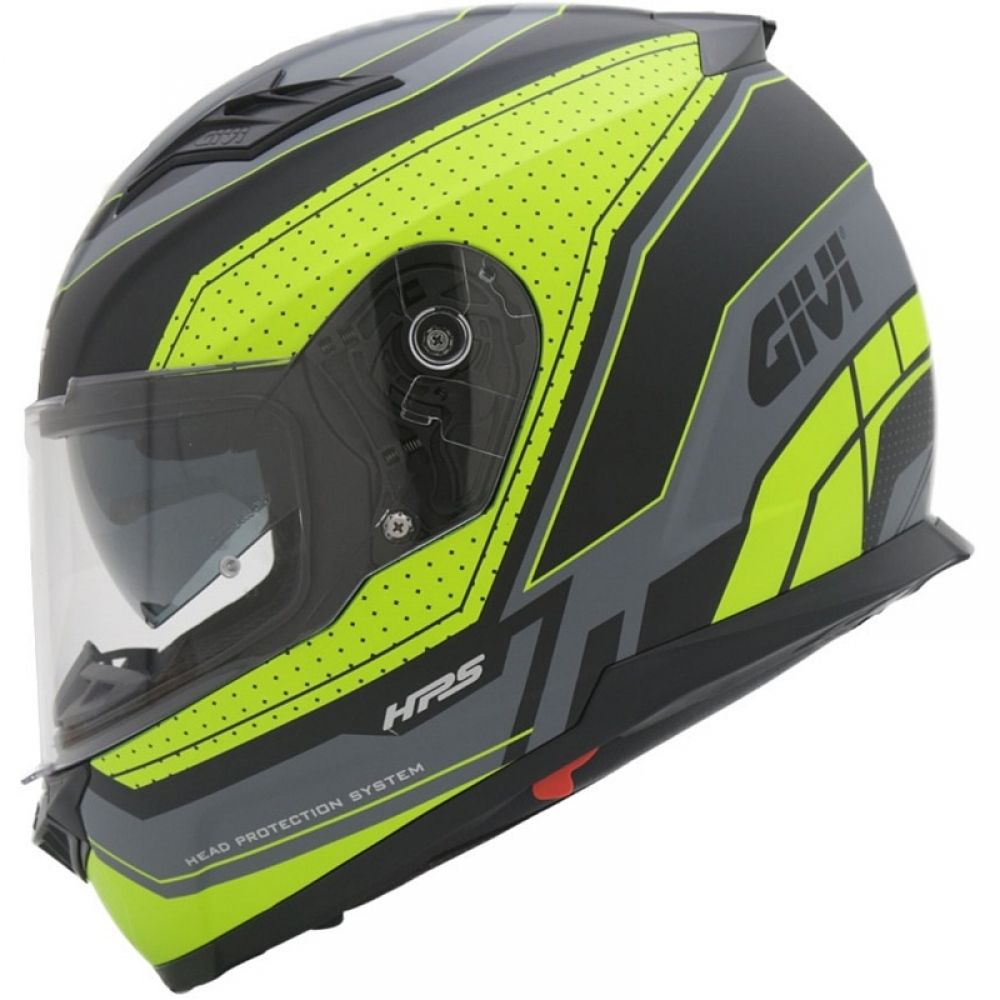 Capacete Givi 50.5 Soul Fechado Com Óculos Solar Interno - Preto Fosco/ Amarelo/ Cinza
