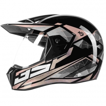 Capacete Esportivo Bieffe 3 Sport 30th Edição Especial 30 Anos  Cross Trilha C/ Viseira  - Preto Brilho / Perola / Grafite