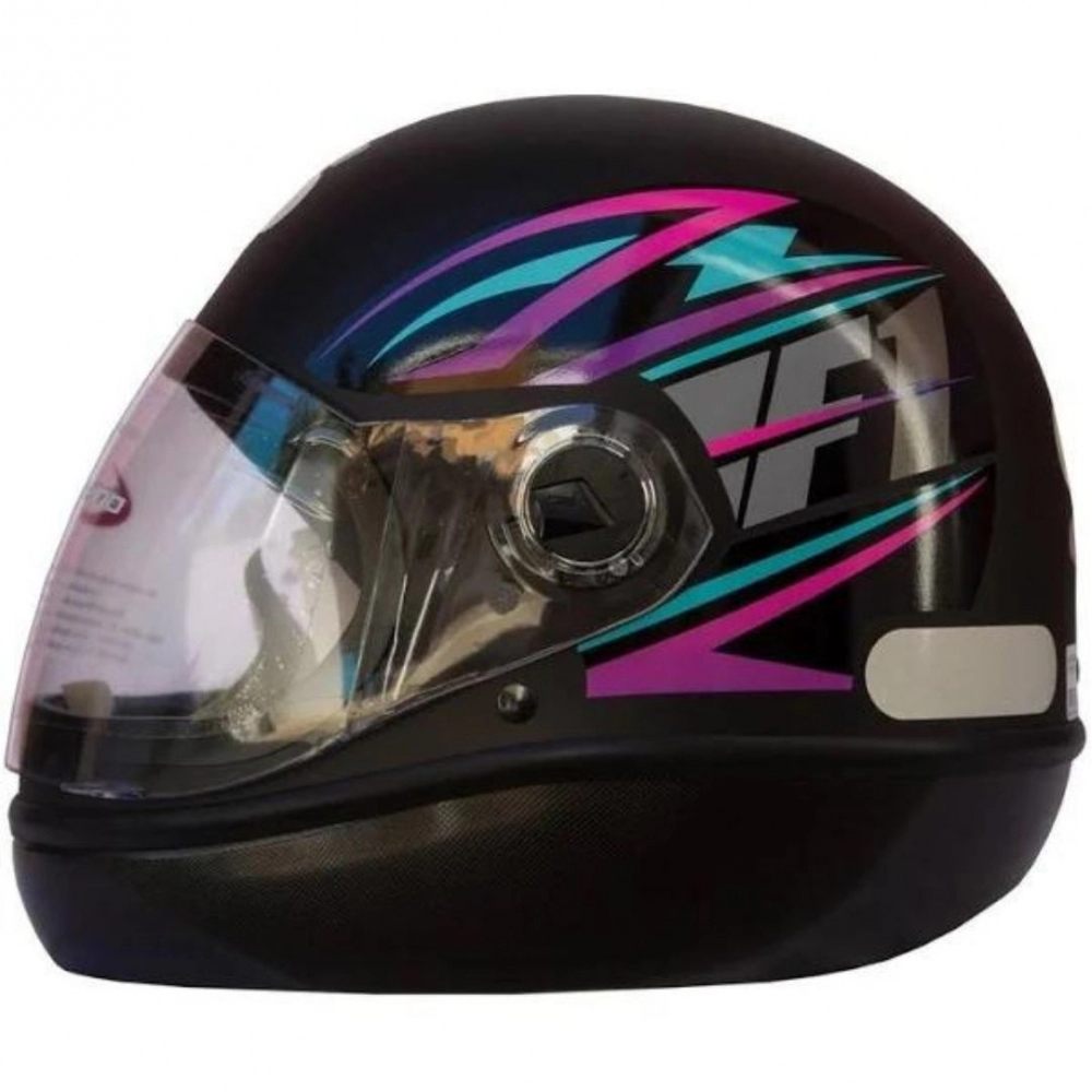 Capacete Taurus Fechado Fórmula 1r Storm  - Preto Fosco / Rosa