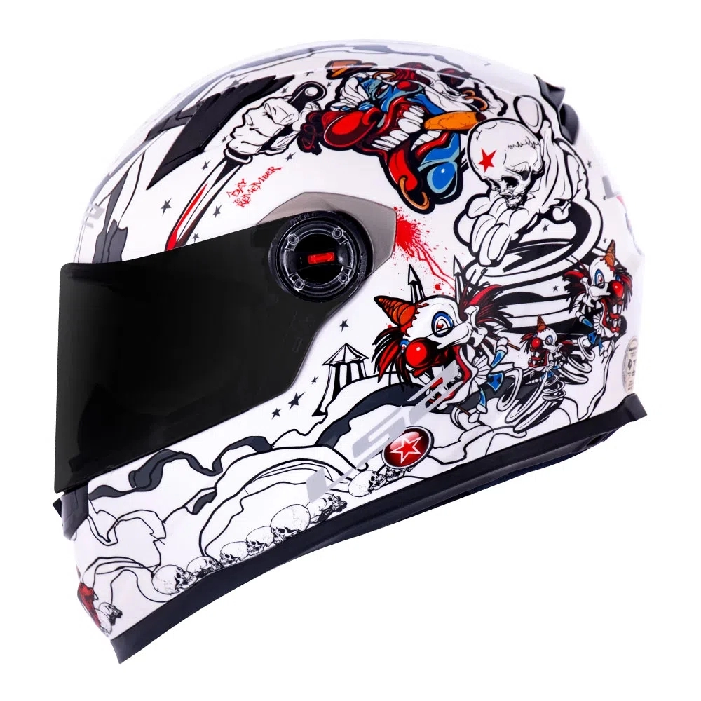 Capacete Ls2 Fechado  Classic Crazy Clown - Branco