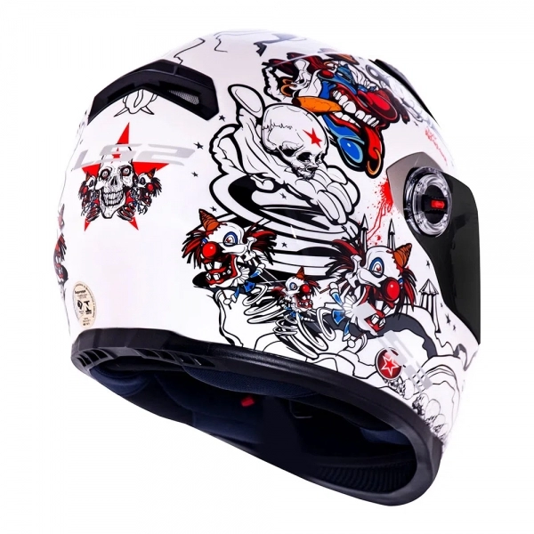 Capacete Ls2 Fechado  Classic Crazy Clown - Branco