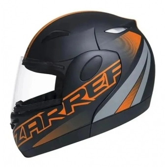 Capacete Taurus Articulado Zarref Neon - Preto Fosco/ Laranja