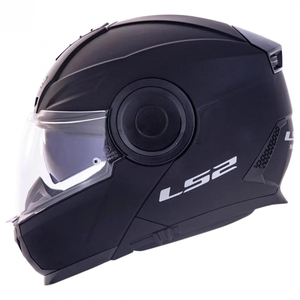Capacete Ls2 Articulado Com Óculos Solar Interno Scope Monocolor - Preto Fosco