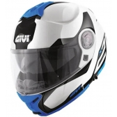 Capacete Givi Articulado Com Óculos Solar Interno X21 Spirit Brilhoso - Branco/ Preto/ Azul
