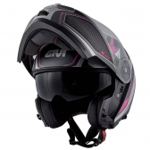 Capacete Givi Articulado Com Óculos Solar Interno X21 Shiver - TITANIUM / PRATA / ROSA FOSCO