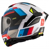 Capacete Mt Atom 2 Articulado Com Óculos Solar Interno Bast A0 Perolizado Branco / Azul / Vermelho