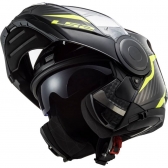 Capacete Ls2 Articulado Com Óculos Solar Interno Scope Skid -  Preto  / Amarelo