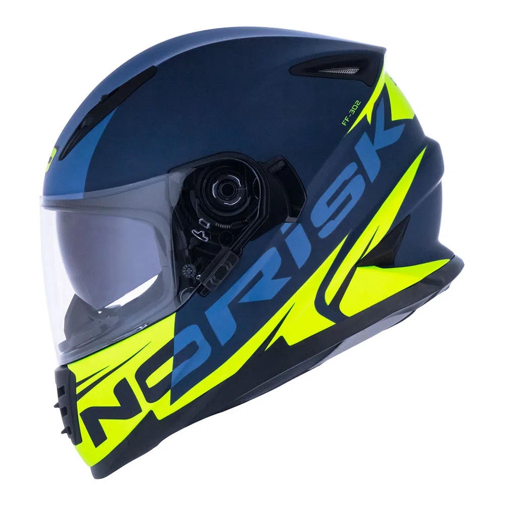 Capacete Norisk Fechado  Soul Advance Manty – Azul Fosco / Amarelo
