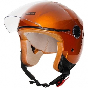 Capacete Taurus  Aberto Joy23 By II - Forração de couro na lateral Interna - Laranja