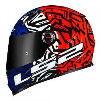 Capacete Ls2 Fechado Classic Ff358  Memphis  - Azul / Vermelho