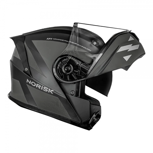 Capacete Norisk Articulado Com Óculos Solar Interno Motion Defender - Preto Fosco / Cinza Titanium