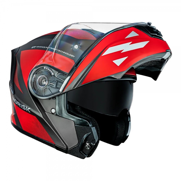 Capacete Norisk Articulado Com Óculos Solar Interno Motion Defender -  Vermelho Fosco / Cinza Titanium
