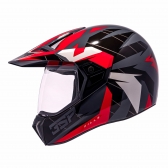 Capacete Esportivo Bieffe 3 Sport Hills Cross Trilha C/ Viseira  - Preto Brilho / Cinza / Vermelho