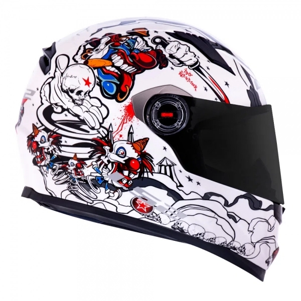 Capacete Ls2 Fechado  Classic Crazy Clown - Branco