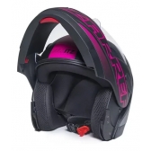 Capacete Taurus Articulado Zarref Neon - Preto Fosco/ Rosa
