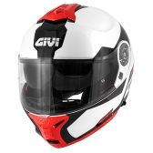 Capacete Givi  Articulado Com Óculos Solar Interno X21 Spirit Brilhoso - Branco/ Preto/ Vermelho