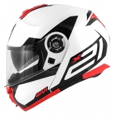 Capacete Givi  Articulado Com Óculos Solar Interno X21 Spirit Brilhoso - Branco/ Preto/ Vermelho