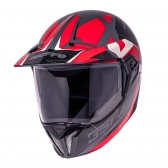 Capacete Esportivo Bieffe 3 Sport Hills Cross Trilha C/ Viseira  - Preto Brilho / Cinza / Vermelho