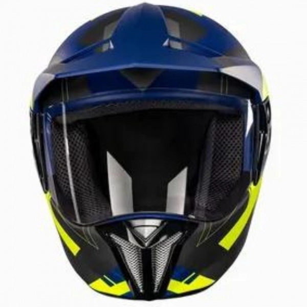 Capacete Esportivo Bieffe 3 Sport React Cross Trilha C/ Viseira – Azul / Amarelo